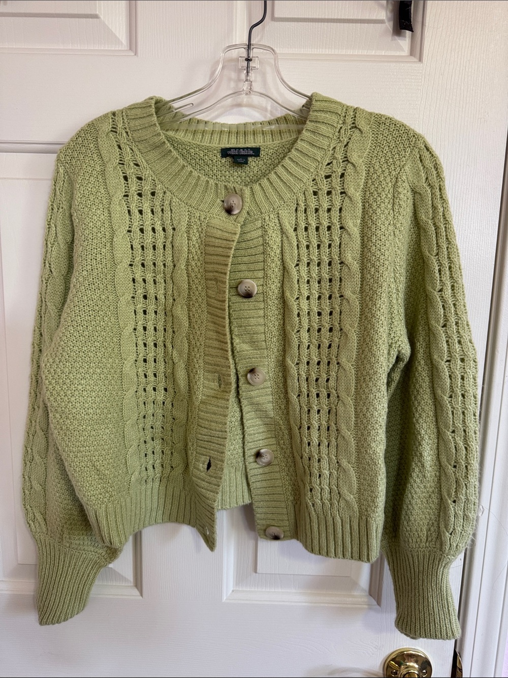 Wild Fable Sage Green Cable Knit Button-Up Cardigan